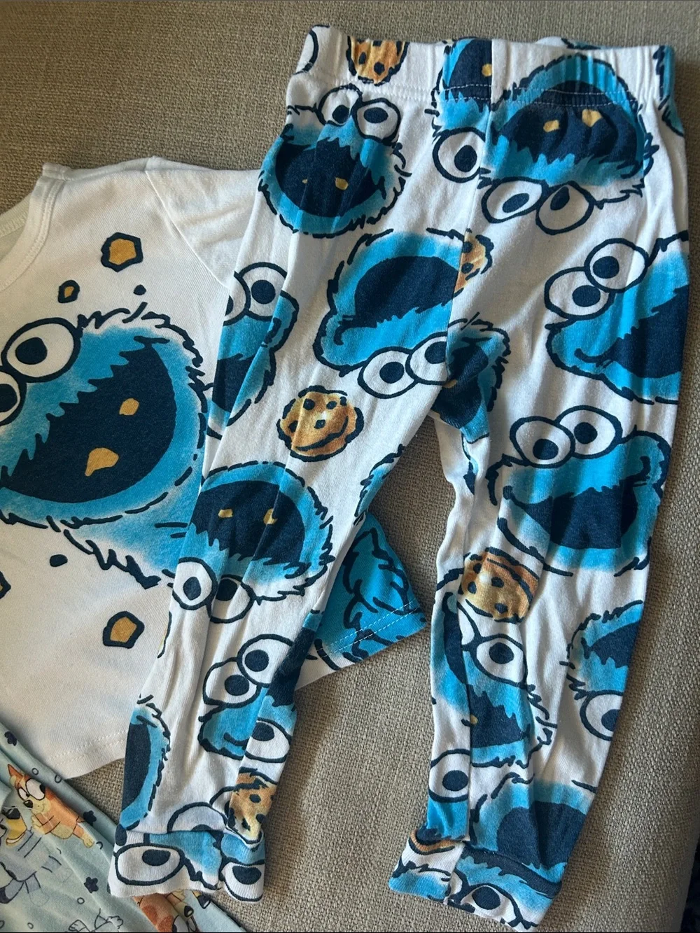 Cookie Monster & Bluey Character Kids Pajama Sets - size 4t